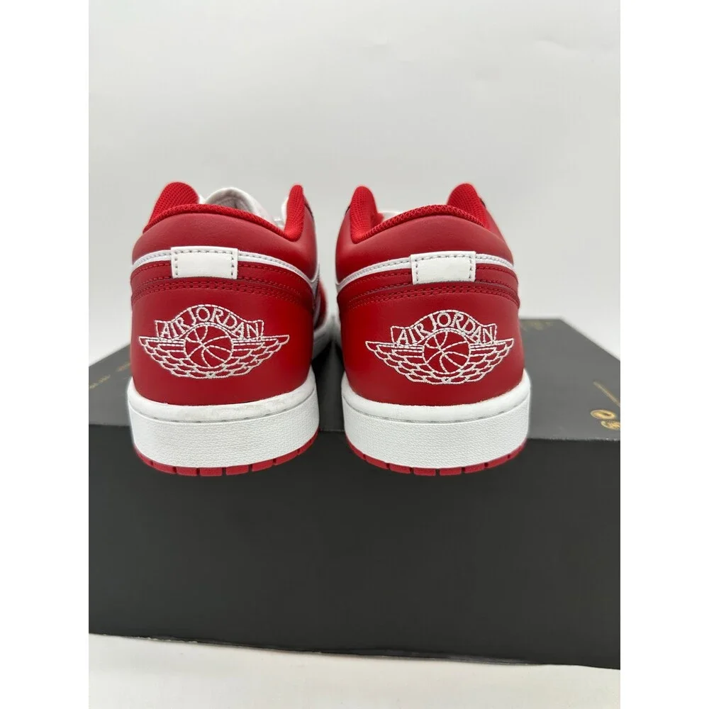 Air Jordan 1 Low Men's Size 11 Red White Leather Athletic Shoes 553558 166